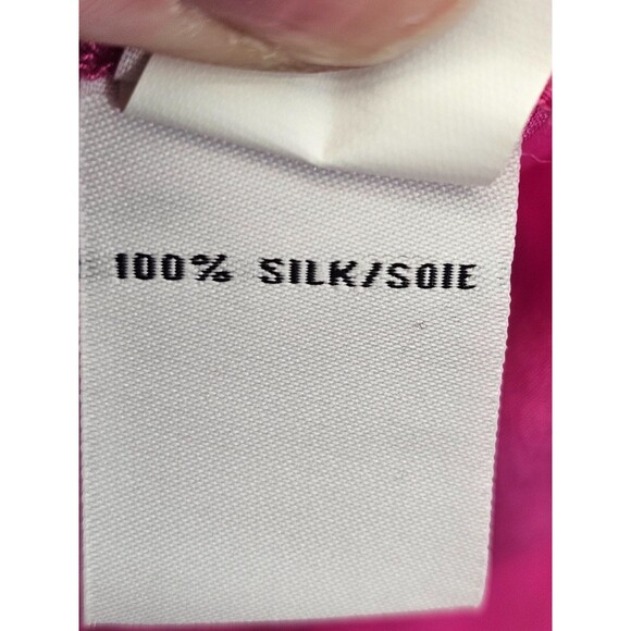 DIANE VON FURSTENBERG Women's 12 Esti Silk Pink Roll Tab Sleeve Blouse Shirt EUC - Picture 7 of 7